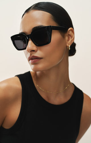 Hideaway Grey Polarized Sunglasses - Polished Black // Z Supply