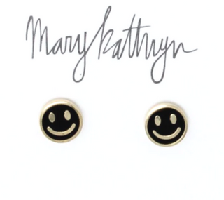 Black and Gold Smiley Earrings