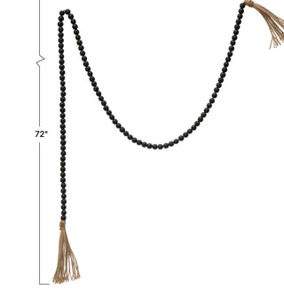 Jute and Wood Bead Garland with Tassel - 72 inch