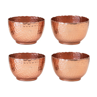 Copper Hammered Metal Bowls Set of 4