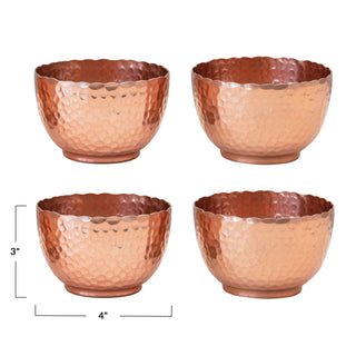 Copper Hammered Metal Bowls Set of 4