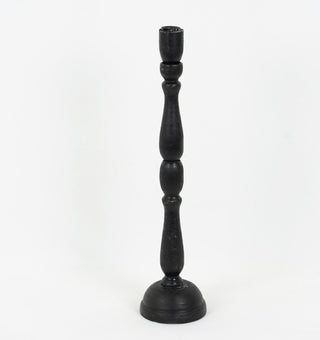 4.5x18.5x4.5 Wood Candle Holder Black