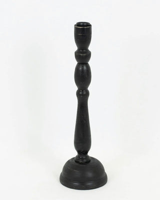 4.5x14.5x4.5 Wood Candle Holder Black