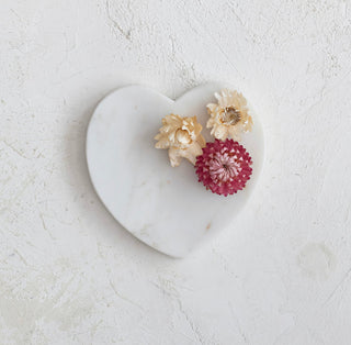 Marble Heart Shaped Dish - White