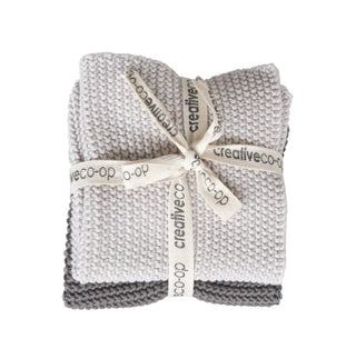 Cotton Knit Dish Cloths, Set of 2 - Grey