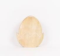 Mango Wooden Cutout Egg - Natural/White