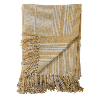 Woven Recycled Cotton Throw w/ Tassles - Cream