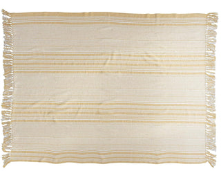 Woven Recycled Cotton Throw w/ Tassles - Cream