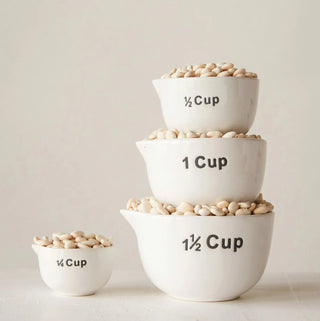 Set 4 of White Stoneware Measuring Cups