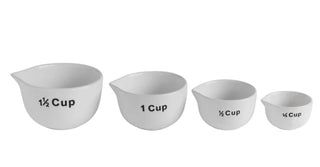 Set 4 of White Stoneware Measuring Cups