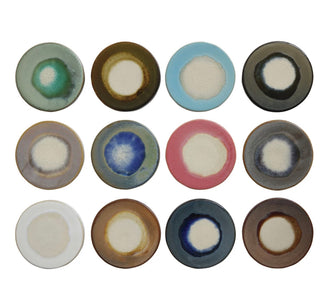 Round Stoneware Reactive Glaze Trivet, 12 Colors