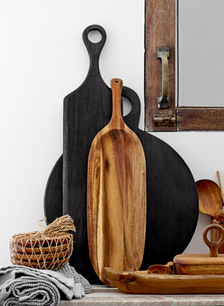 Acacia Wood Tray/Cutting Board Black