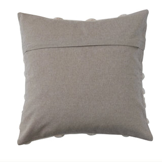 20" Square Cotton Slub Pillow w/ Tufted Pattern & Chambray Back, Polyester Fill