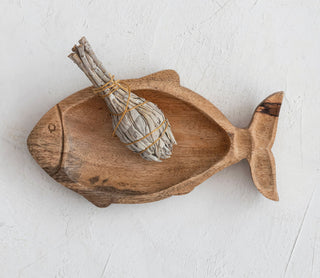 Hand-Carved Mango Wood Fish Shaped Dish