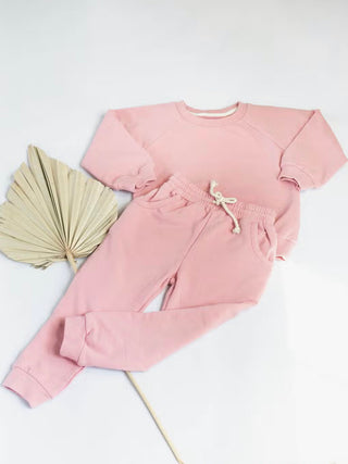 Organic 2 Piece Set Sweatshirt + Pants Tracksuit Light Pink