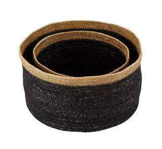 Seagrass Basket Set - Black/Natural Rim