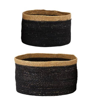 Seagrass Basket Set - Black/Natural Rim