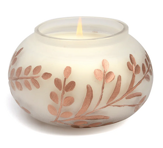 Paddywax - Cypress & Fir - 9oz Frosted White Glass with Copper Metallic Branch Etching