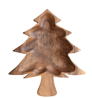 Acacia Wood Christmas Tree Shaped Bowl