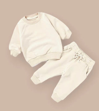 Organic 2 Piece Set Sweatshirt + Pants Tracksuit Beige