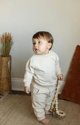 Organic 2 Piece Set Sweatshirt + Pants Tracksuit Beige