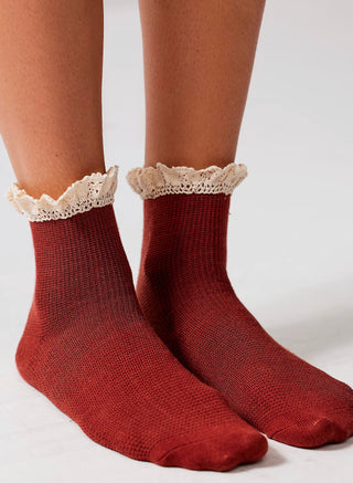 Free People Beloved Waffle Knit Ankle Sock - Cedar