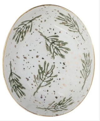 Hand-Painted Christmas Stoneware Dish