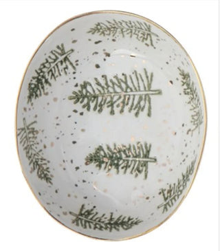 Hand-Painted Christmas Stoneware Dish