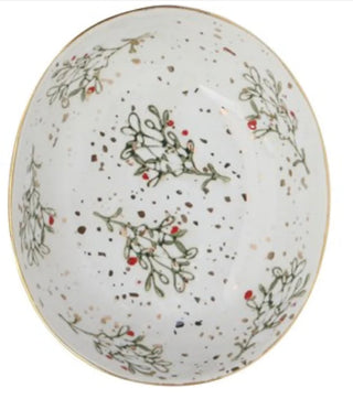 Hand-Painted Christmas Stoneware Dish