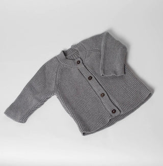 Cotton Knit Baby Sweater Grey