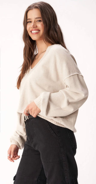 Project Social T Arya V-Neck Sweatshirt - Alabaster