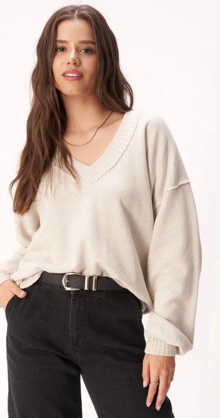 Project Social T Arya V-Neck Sweatshirt - Alabaster