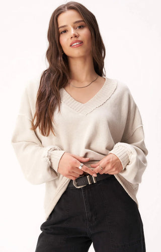 Project Social T Arya V-Neck Sweatshirt - Alabaster