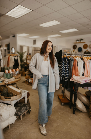 Elliot Striped Oversized Button Up - Chambray