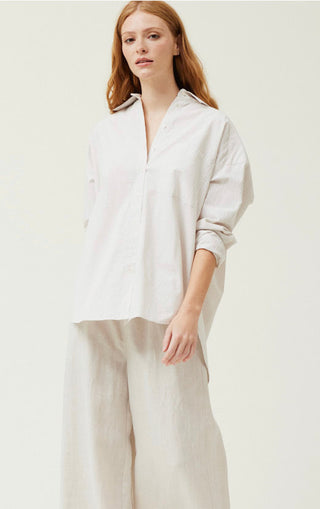 Elliot Striped Oversized Button Up - Natural