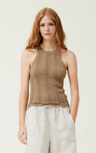 Jaiden Halter Sweater Top- Tapenade