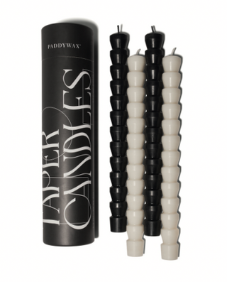 Paddywax Black + White Taper Candles - 4 Pack