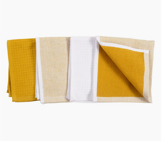 Linden Reversible Terry Dish Cloth Set Of 4 - Ochre