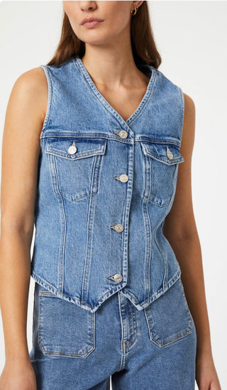 Mavi Venus Denim Vest- Light Recycled Blue