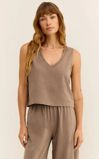 Z Supply Sloane V-neck Top Iced Coffee