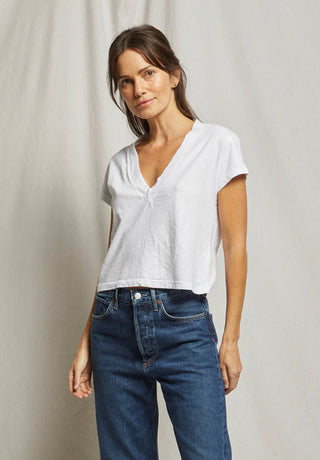 Perfect White Tee Alanis Cotton V Neck- White