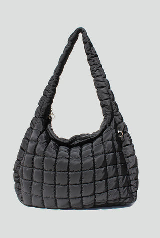 Cleo Slouchy Quilted Tote- Black