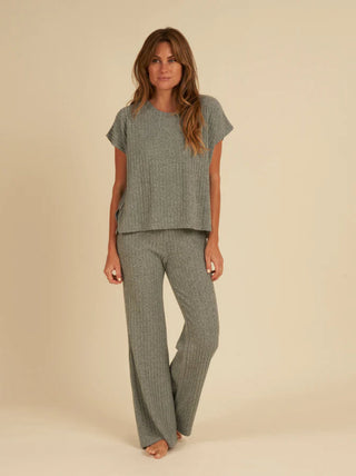 Rylee + Cru Cozy Rib Knit Set - Heathered Indigo