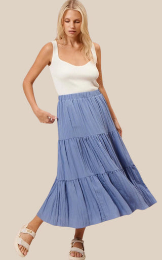 Anne Tiered Skirt- Blue