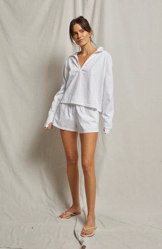 Perfect White Tee Alison Tennessee Jersey Collard Shirt- White