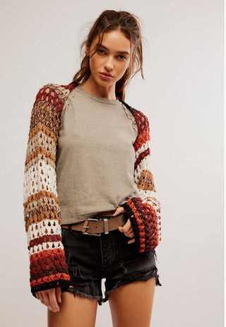 Free People Gia Crochet Shrug - Sugar and Spice Combo