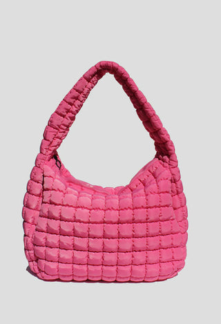 Cleo Slouchy Quilted Tote- Bubblegum Pink