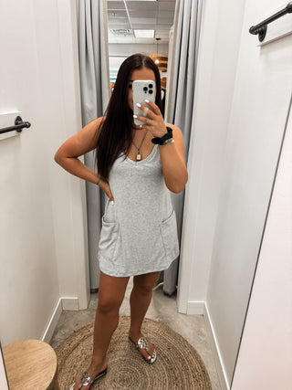 Percy Mini Dress w/ Romper- Heather Grey