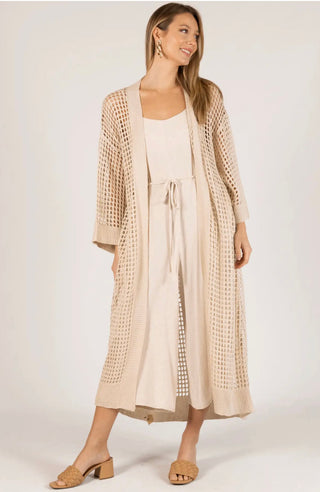 Heidi Open Knit Long Kimono Sleeve Cardigan