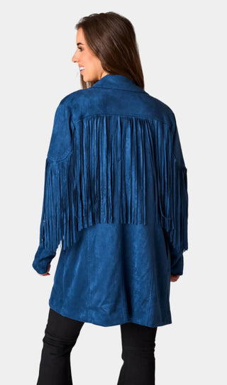 Dutton Fringe Suede Jacket- Navy